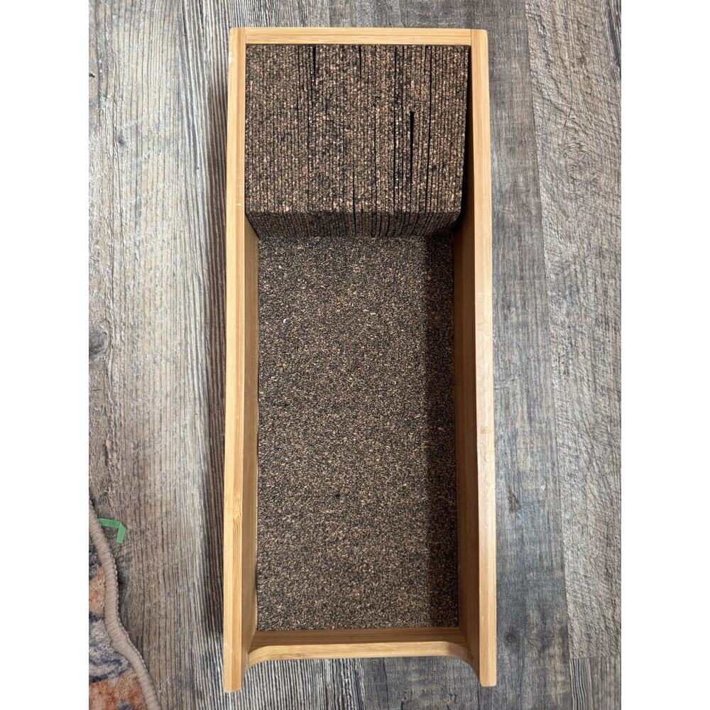 Bamboo Knife Drawer Organizer In-Drawer Block w/ Cork Insert 15” x 6”